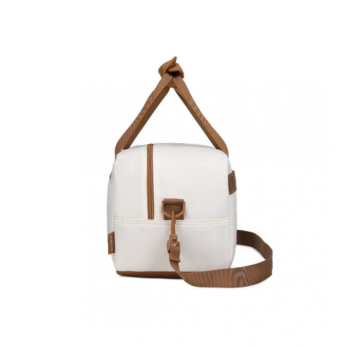 Small Lightweight Water-Resistant Foldable Underseat Travel Carry-On Duffel Bag – Beige and Brown