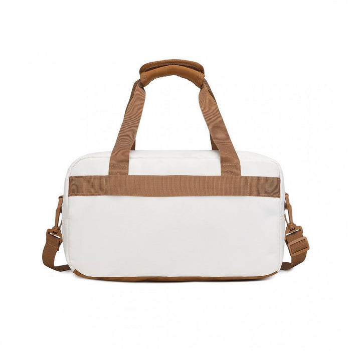 Small Lightweight Water-Resistant Foldable Underseat Travel Carry-On Duffel Bag – Beige and Brown