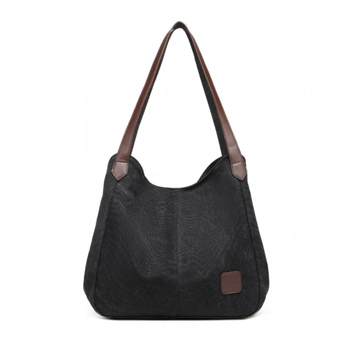 Canvas Shoulder Tote Bag – Black