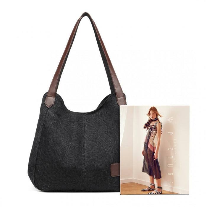 Canvas Shoulder Tote Bag – Black