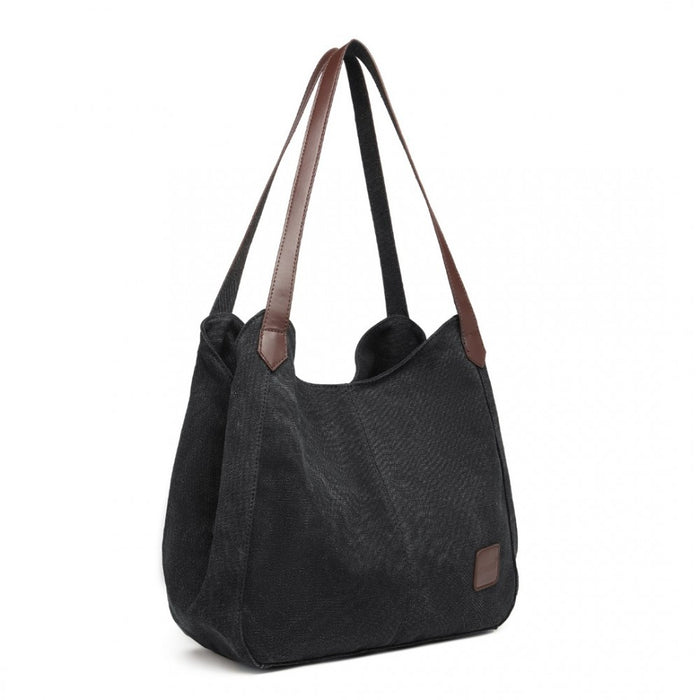 Canvas Shoulder Tote Bag – Black