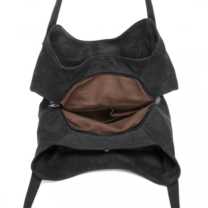 Canvas Shoulder Tote Bag – Black