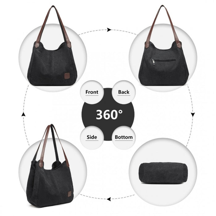 Canvas Shoulder Tote Bag – Black