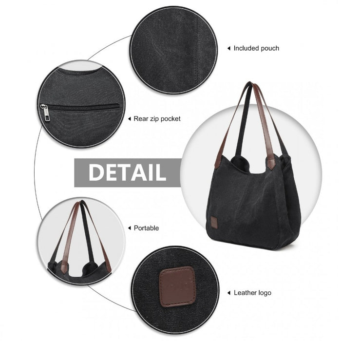 Canvas Shoulder Tote Bag – Black