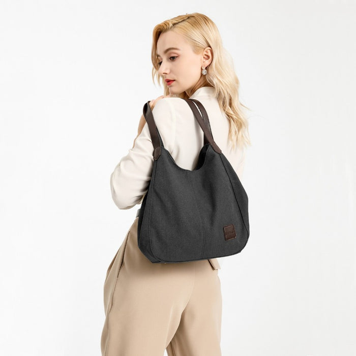 Canvas Shoulder Tote Bag – Black
