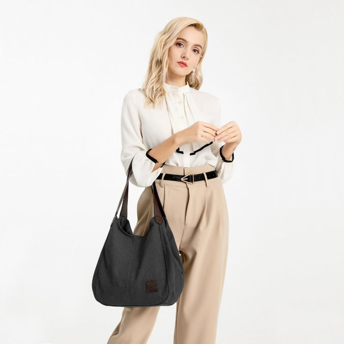 Canvas Shoulder Tote Bag – Black