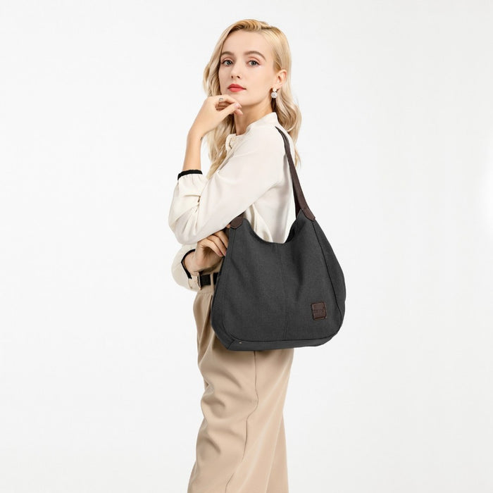 Canvas Shoulder Tote Bag – Black