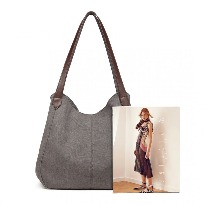 Canvas Shoulder Tote Bag – Grey