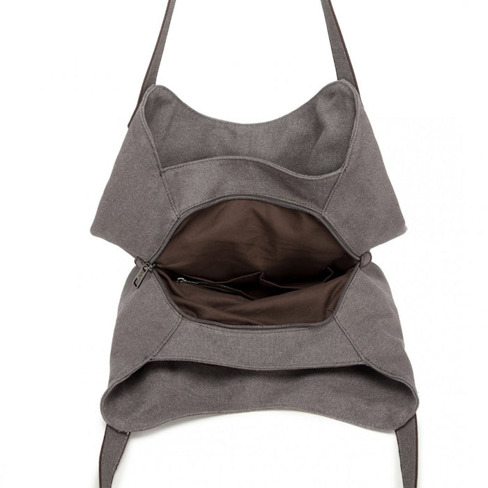 Canvas Shoulder Tote Bag – Grey