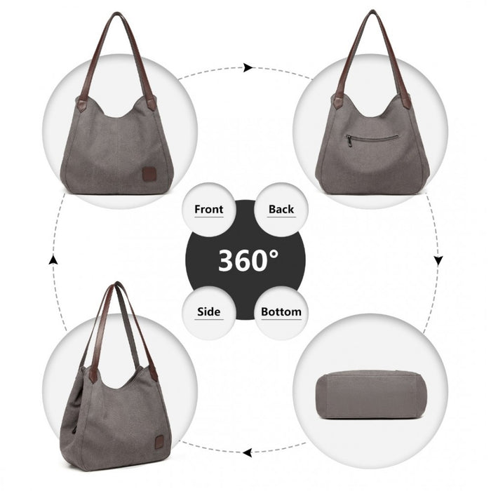 Canvas Shoulder Tote Bag – Grey