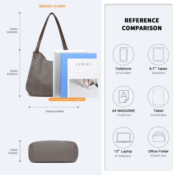 Canvas Shoulder Tote Bag – Grey