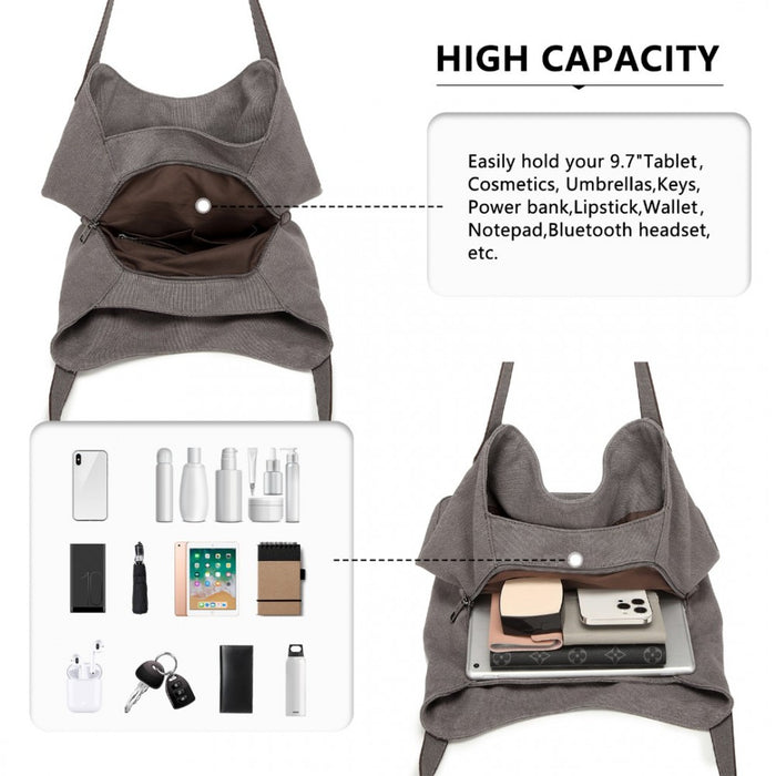 Canvas Shoulder Tote Bag – Grey