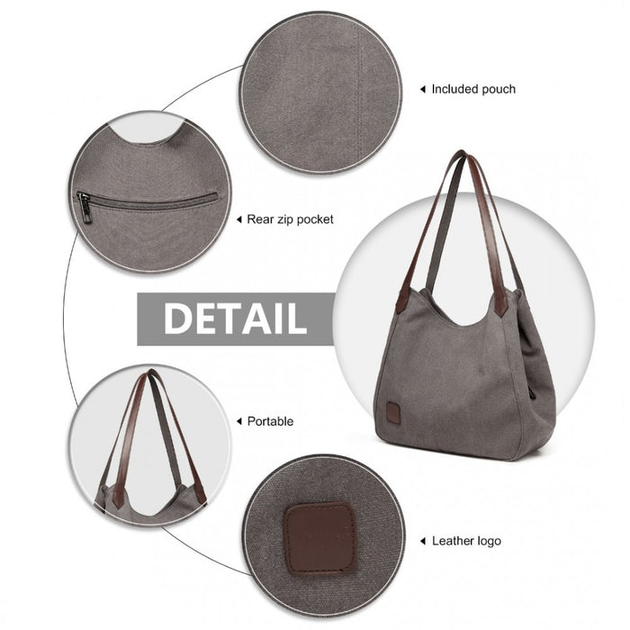 Canvas Shoulder Tote Bag – Grey
