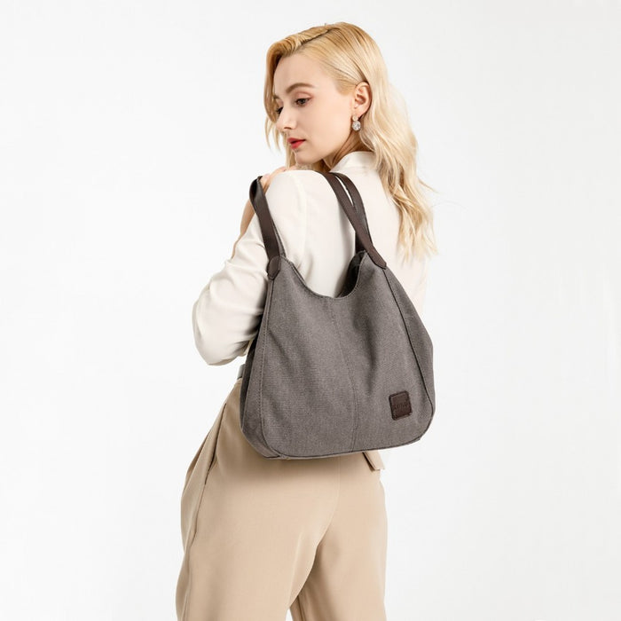 Canvas Shoulder Tote Bag – Grey