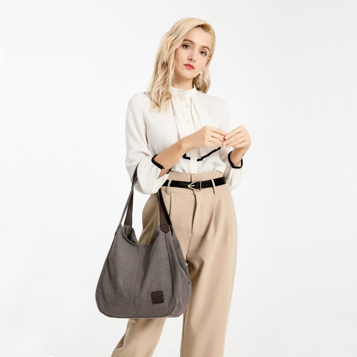 Canvas Shoulder Tote Bag – Grey