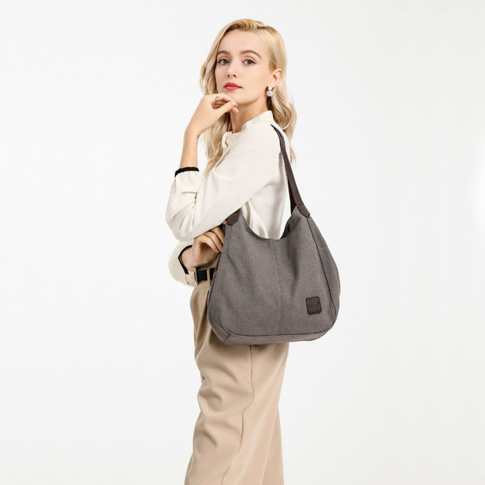 Canvas Shoulder Tote Bag – Grey