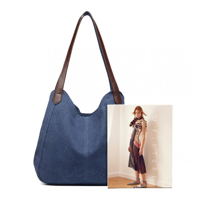 Canvas Shoulder Tote Bag – Navy