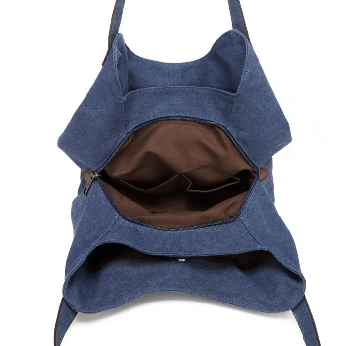 Canvas Shoulder Tote Bag – Navy