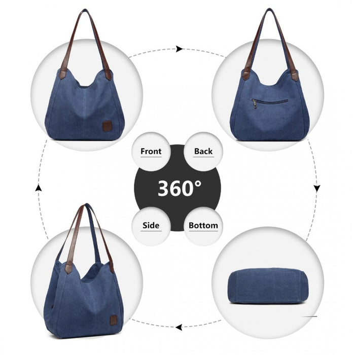 Canvas Shoulder Tote Bag – Navy