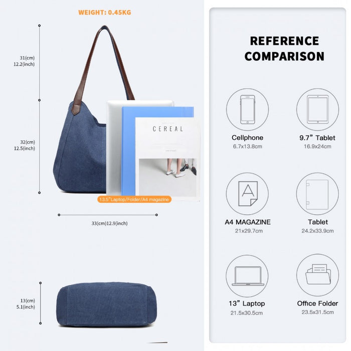 Canvas Shoulder Tote Bag – Navy