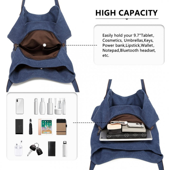 Canvas Shoulder Tote Bag – Navy