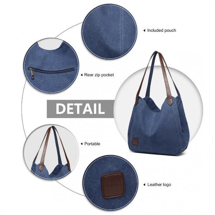 Canvas Shoulder Tote Bag – Navy
