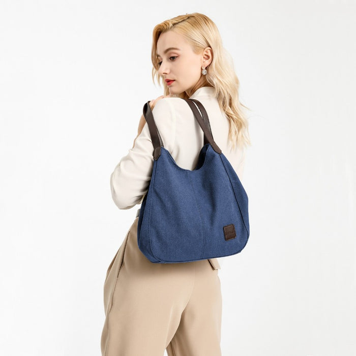 Canvas Shoulder Tote Bag – Navy