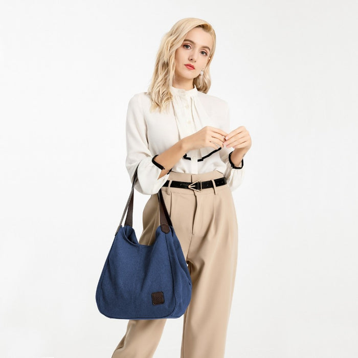 Canvas Shoulder Tote Bag – Navy