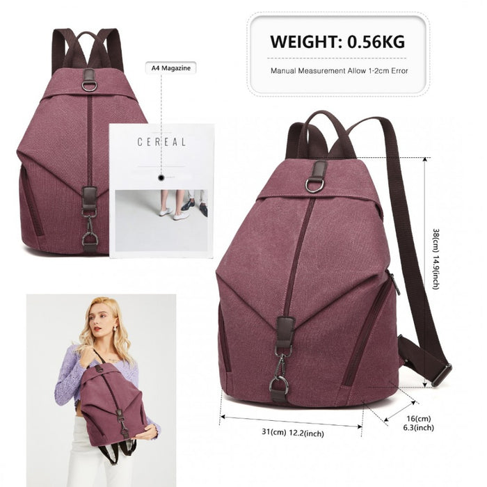 Fashion Anti-Theft Canvas Backpack – Claret
