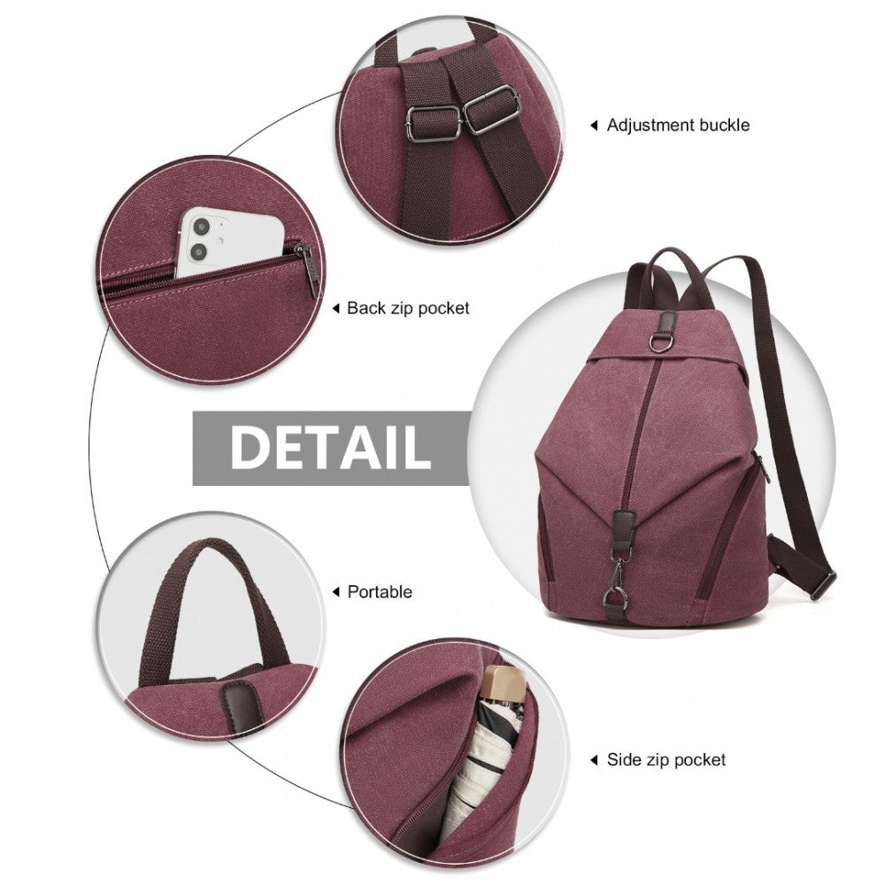 Fashion Anti-Theft Canvas Backpack – Claret