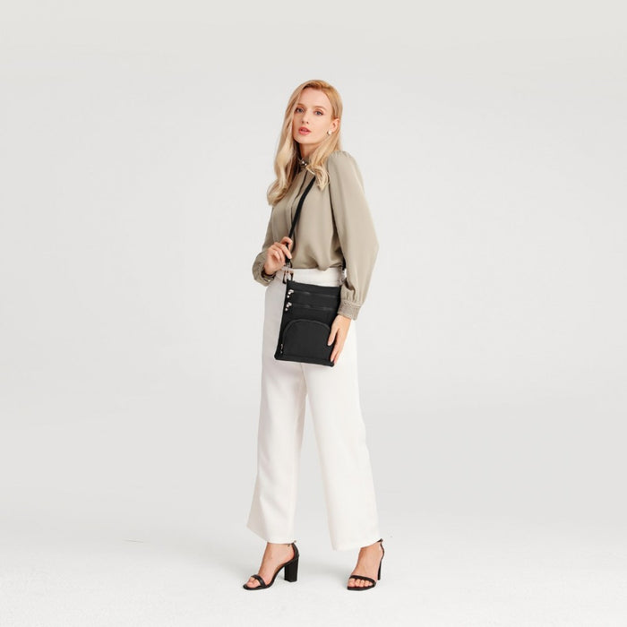 Casual Multi Pocket RFID Blocking Crossbody Bag – Black