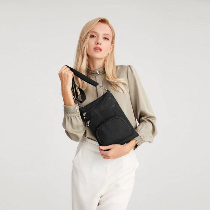 Casual Multi Pocket RFID Blocking Crossbody Bag – Black