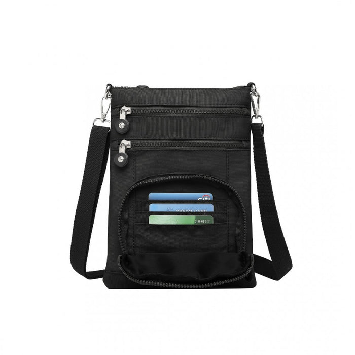 Casual Multi Pocket RFID Blocking Crossbody Bag – Black