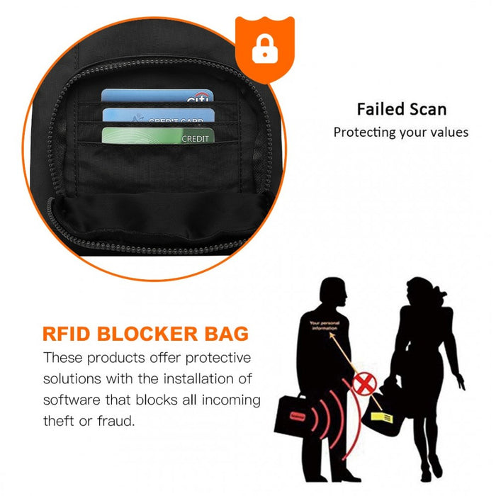 Casual Multi Pocket RFID Blocking Crossbody Bag – Black