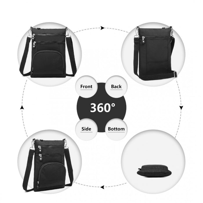 Casual Multi Pocket RFID Blocking Crossbody Bag – Black