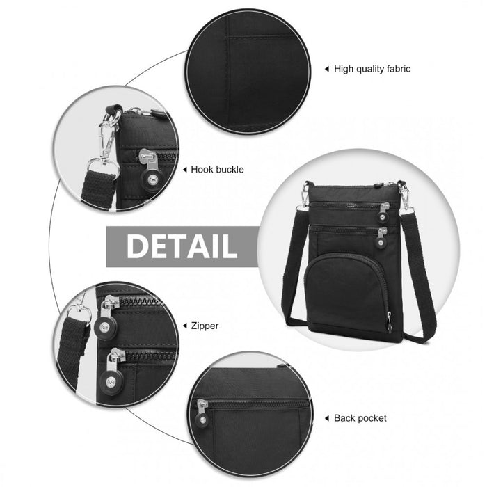 Casual Multi Pocket RFID Blocking Crossbody Bag – Black