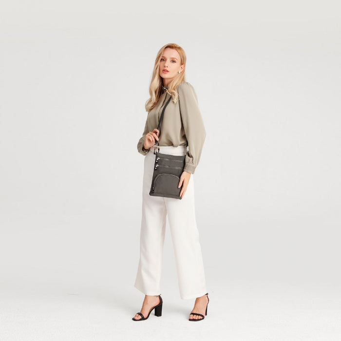 Casual Multi Pocket RFID Blocking Crossbody Bag – Grey