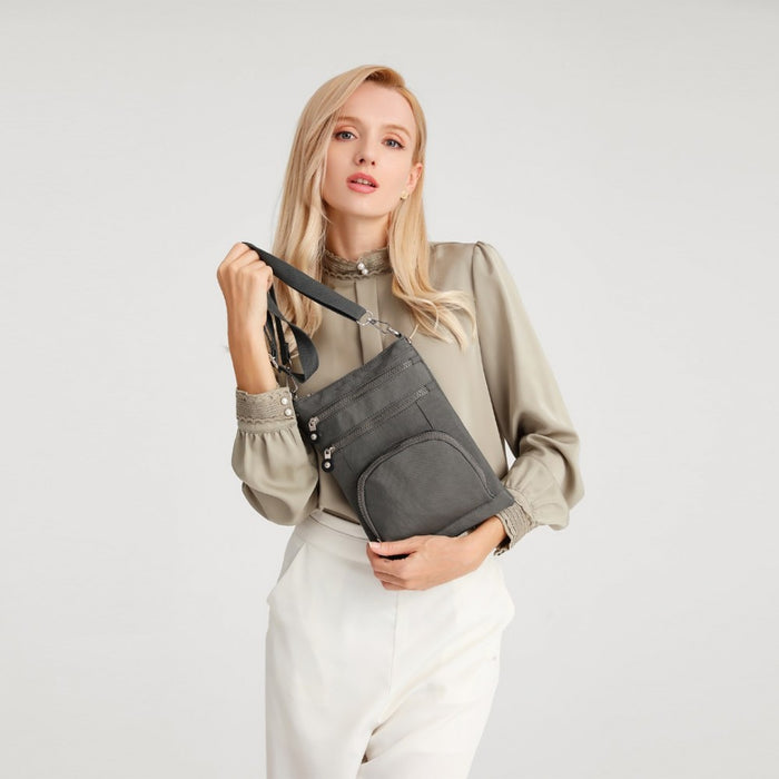 Casual Multi Pocket RFID Blocking Crossbody Bag – Grey