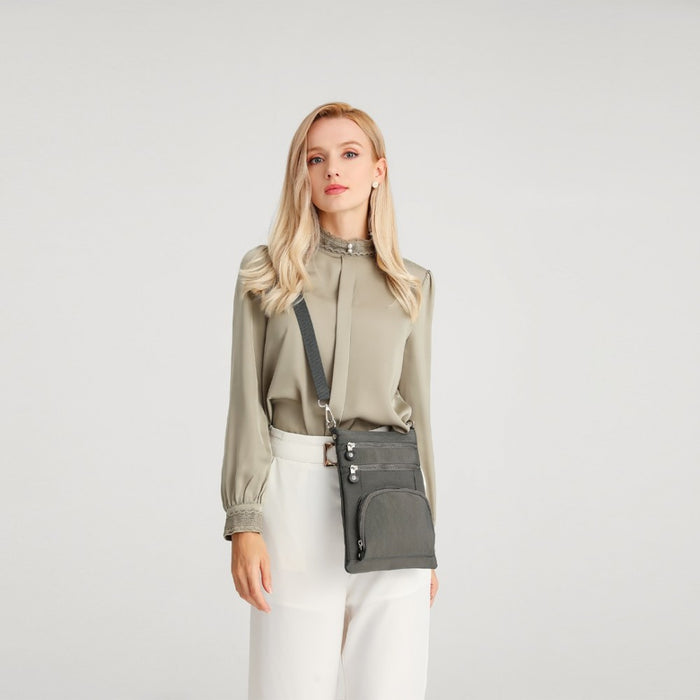Casual Multi Pocket RFID Blocking Crossbody Bag – Grey