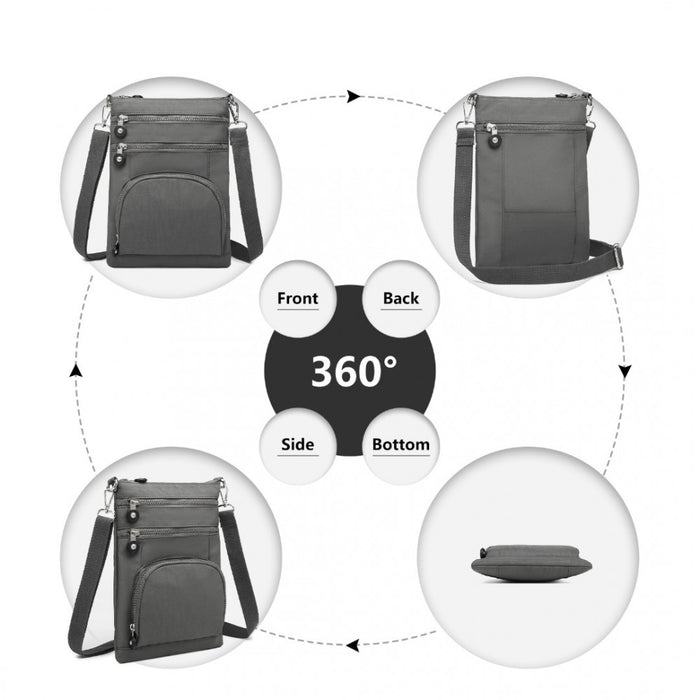 Casual Multi Pocket RFID Blocking Crossbody Bag – Grey