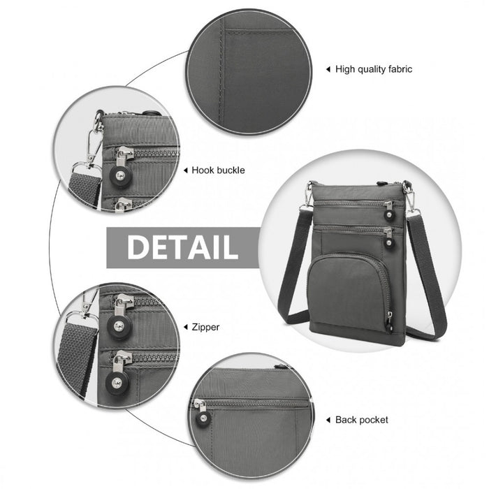 Casual Multi Pocket RFID Blocking Crossbody Bag – Grey