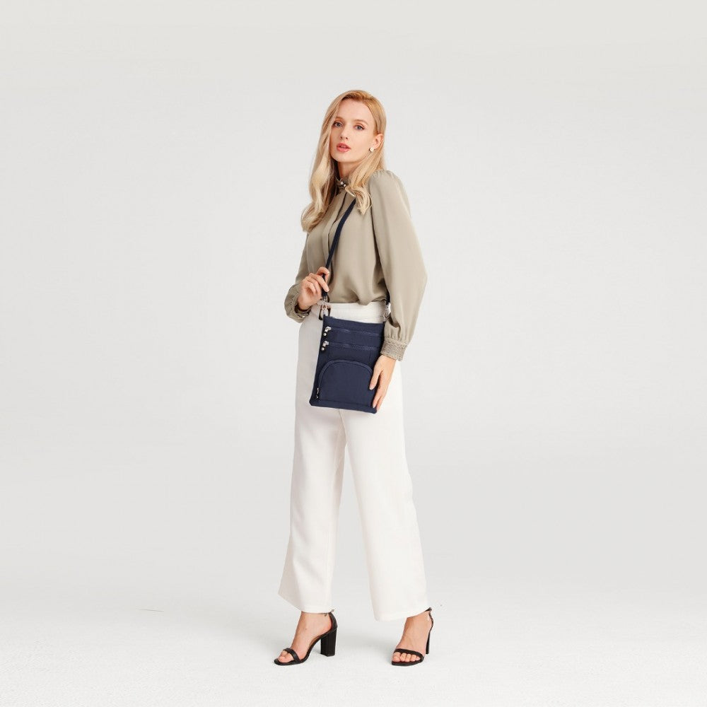 Casual Multi Pocket RFID Blocking Crossbody Bag – Navy