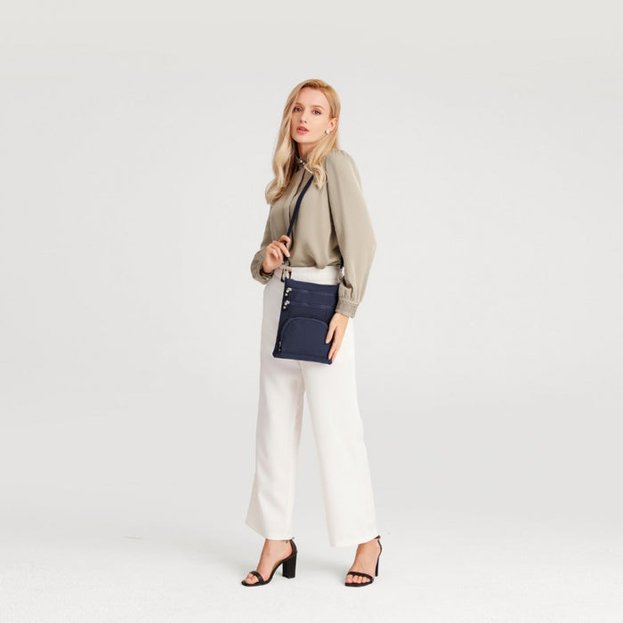 Casual Multi Pocket RFID Blocking Crossbody Bag – Navy