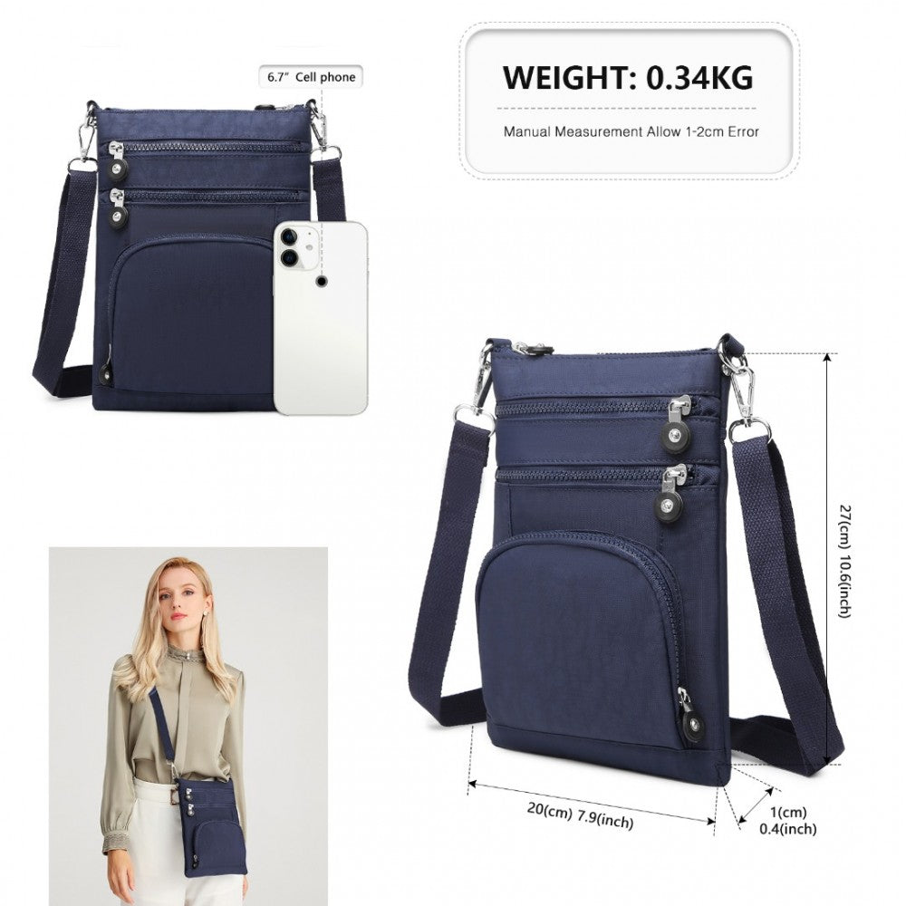 Casual Multi Pocket RFID Blocking Crossbody Bag – Navy