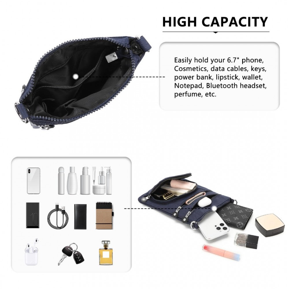 Casual Multi Pocket RFID Blocking Crossbody Bag – Navy