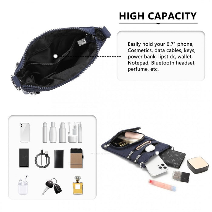 Casual Multi Pocket RFID Blocking Crossbody Bag – Navy