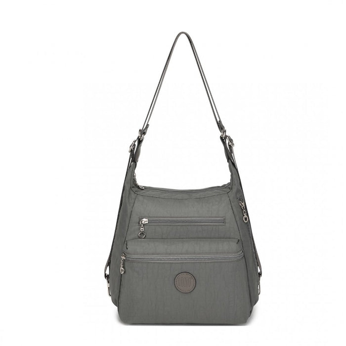 Three Way Casual Shoulder Bag with Double Zippers – Grey