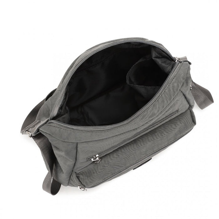Three Way Casual Shoulder Bag with Double Zippers – Grey