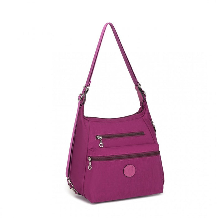 Three Way Casual Shoulder Bag with Double Zippers – Purple