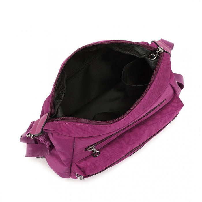 Three Way Casual Shoulder Bag with Double Zippers – Purple